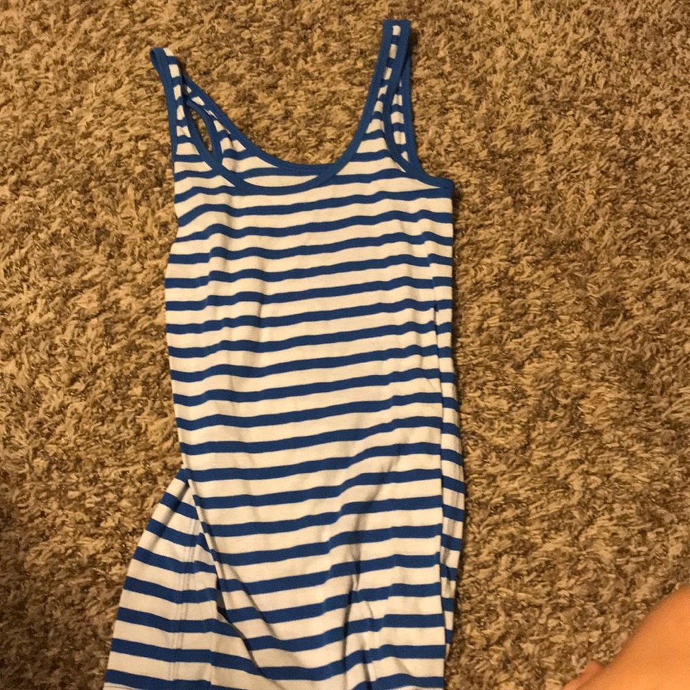 Blue and white stripped tank